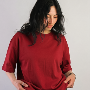 solid drop shoulder t shirt (red)