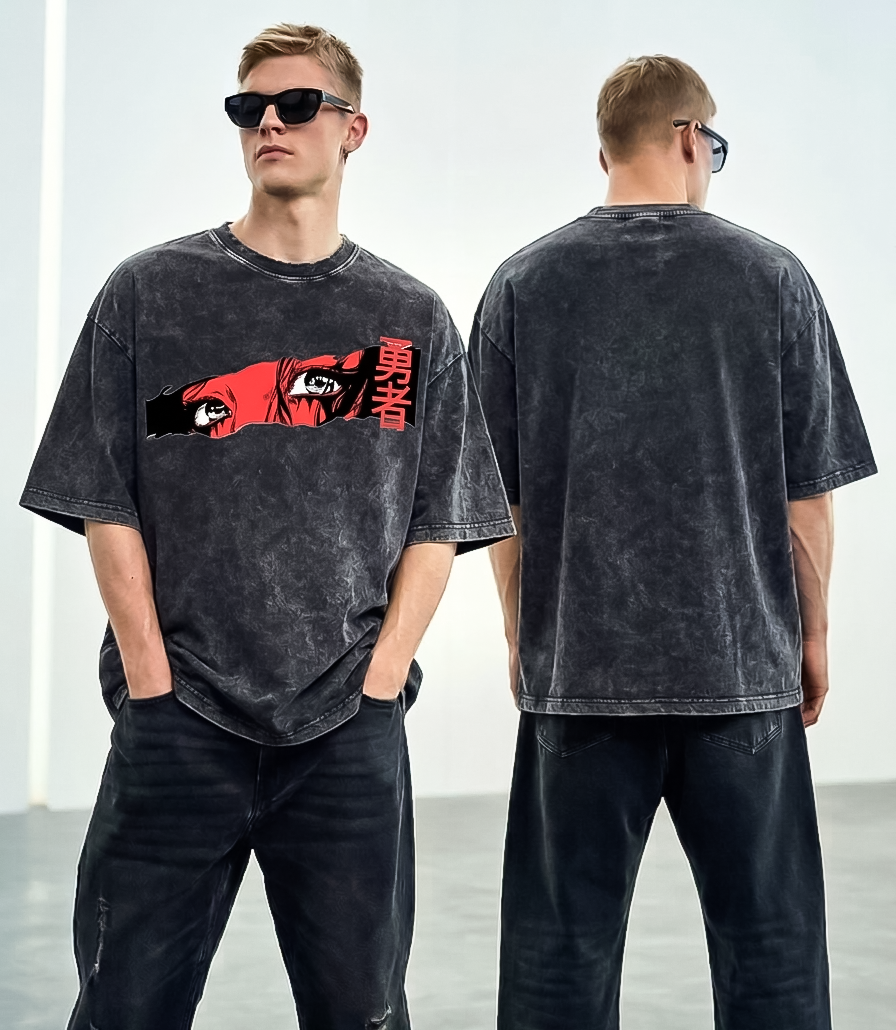 acid wash drop shoulder t shirt (club logo printed)