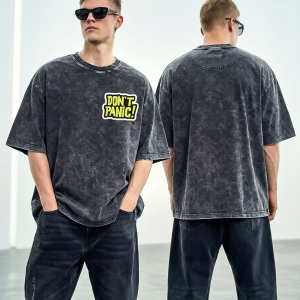 acid wash drop shoulder t shirt (club logo printed)