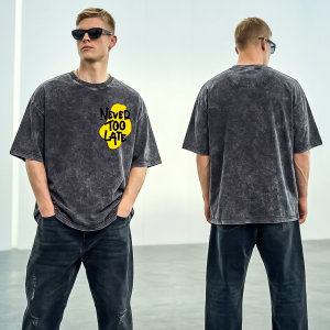 acid wash drop shoulder t shirt (club logo printed)