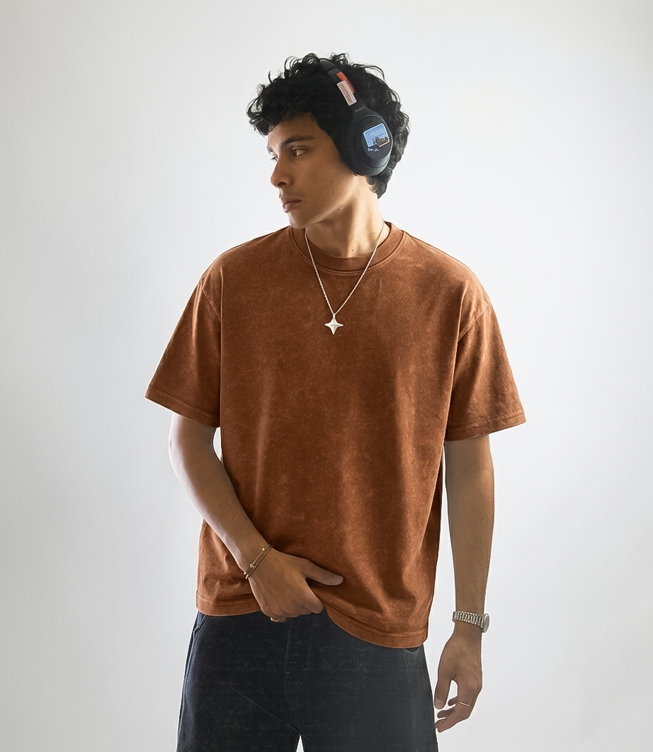 acid wash drop shoulder t shirt (black)
