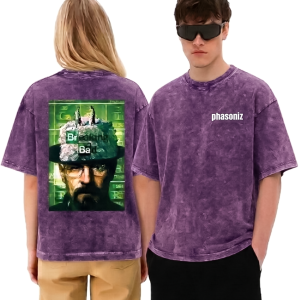 acid wash drop shoulder t shirt (black+breaking bad)