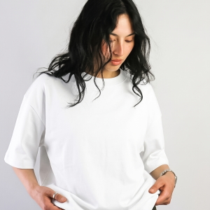 solid drop shoulder t shirt (white)
