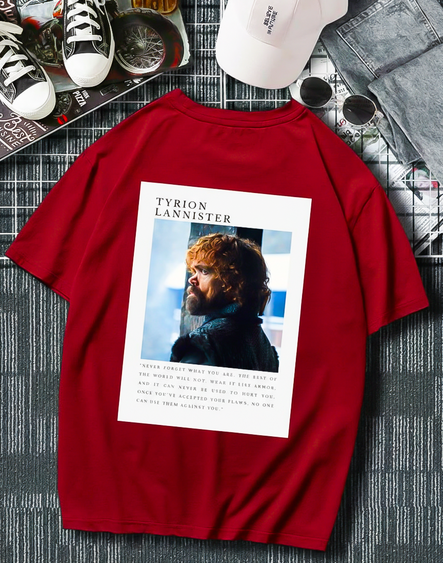 Solid Drop Shoulder T-Shirt- White (Tyrion Lannister)